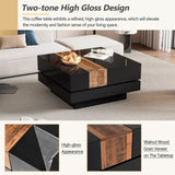 ZUN ON-TREND 31.4'' x 31.4'' Square Coffee Table with Sliding Tabletop, High Gloss Center Table with N721P180696B