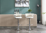 Set of 2 Bar Stools,with Chrome Footrest and Base Swivel Height Adjustable Mechanical Lifting Velvet W1249P247722