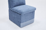 Linen Upholstered Armless Dining Chair with Casters and Storage space-set of 2,BLUE W2069P288876
