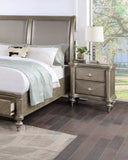 Luxury Classic Antique Silver / Champagne Finish 1pc Nightstand Storage Space Bedside Table Bedroom B011P210121