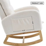 LY-5104 Beige White Accent Rocking Chair with Footrest High Back Rubber Wood Rocking Legs Bedroom W2231P292976