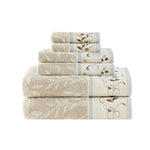 ZUN Embroidered Cotton Jacquard 6 Piece Towel Set B03598766