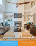 60 Inch Indoor Modern Ceiling Fan With 6 Speed Remote Control 3 Solid Wood Blade For Living Room W882P212622