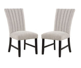 ZUN Unique Contemporary Gray Boucle Fabric Set of 2pc Dining Chairs Black Wooden Legs Parson Side Chair B011P234754