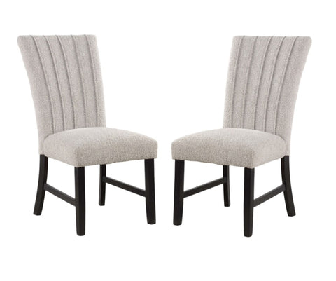 ZUN Unique Contemporary Gray Boucle Fabric Set of 2pc Dining Chairs Black Wooden Legs Parson Side Chair B011P234754