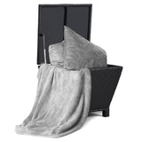 Outdoor PE Wicker Side Table with Storage, Small Patio Storage Bin Container for Hose Cushion Towel, 92404890