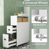 Slim White Bathroom Storage Cabinet , 2 Drawers 25668239