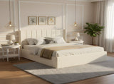 Large-capacity upholstered storage bed with drawers,Beige,Queen N769P385612B