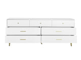 Seven Drawers Large Chest of Drawer Cabinet with Golden Handle and Golden Legs White Color 69237500