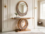 Modern Hand-Crafted Crescent Crushed Diamond Wall Mirror, High Quality Multi-Use Vanity W3836P538580