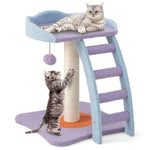 ZUN 2 storey cat tree, cat climbing frame, plush cat tower with ladder shape 32799194