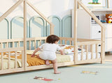 Twin Size Floor Bed Triangle Roof Frame and Support Bed Slats, Montessori Kids Playhouse Bed 53916339