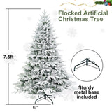 Artificial 7.5ft Flocked Christmas Tree with 3135 PE/PVC mixed Branch Tips, 650L warm white led, 03847815