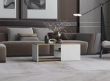 Coffee Table, 2 Shelves, White / Natural Oak B097P262372