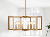22" Modern Golden Geometric 6-Light Chandelier Industrial Metal Pendant Light Fixture for Living W1340P279979