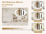 Fashion Vanity Desk with Mirror Lights for Makeup Cushioned Chair, Vanity Mirror with Lights 28245487