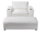 42.8" Oversized Chaise Lounge Chair with Storage Ottoman, Corduroy Sofa Bed with Cup Holders & USB N765P350851W