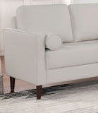Contemporary Style Off-White 1pc Loveseat Leatherette Upholstered Bench Style Seating Bolster B011P203540