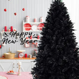 ZUN 9ft Pre-Lit Black Christmas Tree, Full Halloween Xmas Artificial Tree 3176 Branch Tips, 750 Lights, W1773P203628