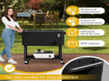 80 Quart Rolling Ice Chest, Portable Bar Drink Cooler with Catch Basin, Bottom 27940866