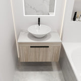 ZUN 30''Modern Design Float Bathroom Vanity With Ceramic Basin Set,Wall Mounted White Oak Vanity With 94552810