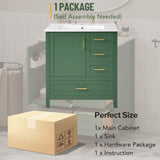 30" Green Bathroom Vanity with Sink Combination Set, Bathroom Storage Cabinet with Soft Close Door, N729P177787F