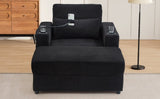 Modern Style Armchair 42.5" Chaise Lounge Sofa Couch with a Movable Storage Ottoman, USB Ports, N719P292700B