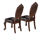 ZUN Royal Majestic Formal Set of 2 Side Chairs Brown Color Rubberwood Dining Room Furniture Intricate B01180913