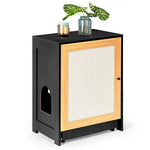 ZUN Cat Litter Box Enclosure, Hidden Cat Washroom, Kitty End Table, Litter cabinet with sisal door,Black W1687P181553