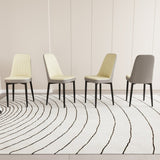 47-63" expandable circular dining tables , equipped with 6 PU fabric thick cushioned dining chairs 57696434