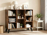 Rustic Brown 8-Cube Open Bookshelf with Top Display Shelf, Engineered Wood Freestanding Book Storage 41903325