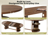 70.9" Oval Dining Table for 6 People, Fluted Panel Legs with 2 Side Open Storage Shelves, MDF 82595714