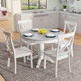 ZUN . 5 Pieces Dining Table and Chairs Set for 4 Persons, Kitchen Room Solid Wood Table with 4 Chairs 50272401