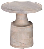 Contemporary Round Solid Wood End/Side Table, Living Room Sofa Side Table, Oak White Finish, Light B011P216679