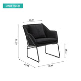 ZUN Modern Velvet Desk Chair ,Metal Legs Upholstered Accent Arm Chair for Living Room/Bedroom/Small W2682P197892