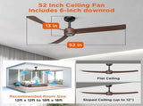 52 Inch Ceiling Fans with Lights Led Remote Control Low Profile Flush Mount for Living Room Bedroom 32111693