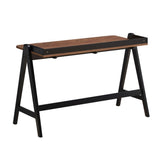 ZUN Writing Desk with USB Ports in Walnut and Black B016P164969