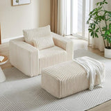62.5-Inch Corduroy Sponge Sofa Lounge Chair with Removable footrest,No Assembly Required,Fluffy W834P206050