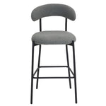 ZUN 26'' Counter height bar stools Teddy fabric cover kitchen island counter bar stool with black powder W2215P196283