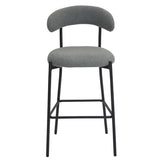 ZUN 26'' Counter height bar stools Teddy fabric cover kitchen island counter bar stool with black powder W2215P196283