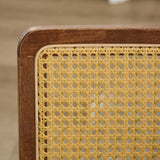 Mid Century Modern Dining Chairs Set of 2, Linen Accent Chairs with Natural Cane Back & Stainless W1143P342097