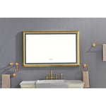 ZUN 48x30 Inch LED Frontlit Bathroom Mirror with Metal Frame, Wall Mounted Vanity Mirror with Smart 52931184