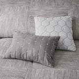 7 Piece Printed Seersucker Comforter Set Grey King B03597115