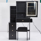 Small Size Left Bedside Cabinet Vanity Table Cushioned Stool, 2 AC2 USB Power Station, Hair dryer W936P226040