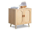 Modern Rattan Shoe Storage Cabinet with Double Doors and Adjustable Shelves, Accent Cabinet for 24395179