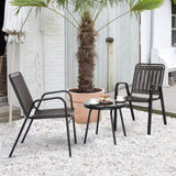 ZUN 3-Piece Patio Bistro Set, Outdoor Furniture Set with 2 Stackable Patio Dining Chairs and Glass 31111029