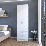 White 2-Door 2-Drawer Wardrobe B062P205246