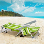 ZUN 63*65*82cm Short Oxford Cloth Silver White Aluminum Tube Bearing 100kg Beach Chair Green Stripes 42959268