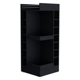 Black Corner Bar Cabinet with Wine Rack and Open Shelf B062P290260