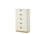 La Pierre Modern Style 5-Drawer Chest Made with Wood, Open Top Mirror and Gold Accents in Beige B009P270816